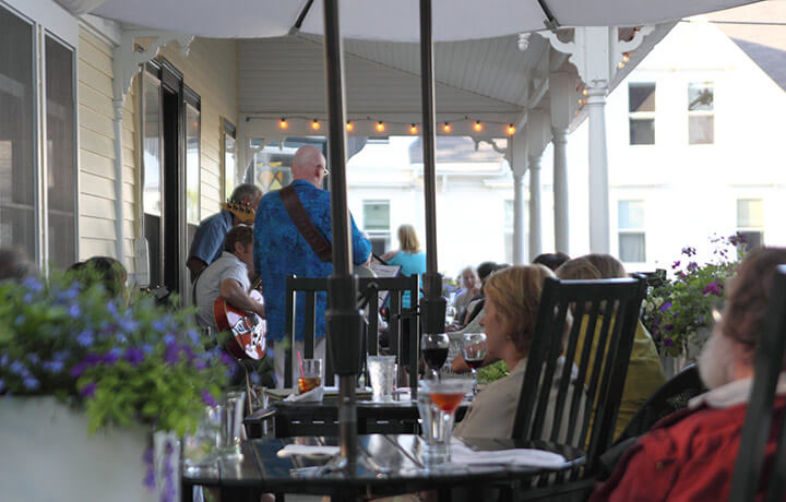 Jazz trio on the porch at Pentagoet Inn