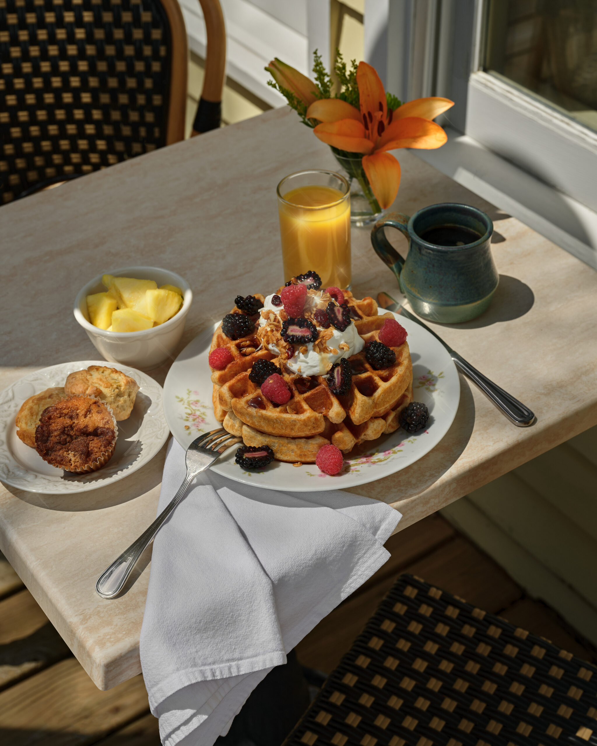 Belgian waffles at our Castine bed and breakfast
